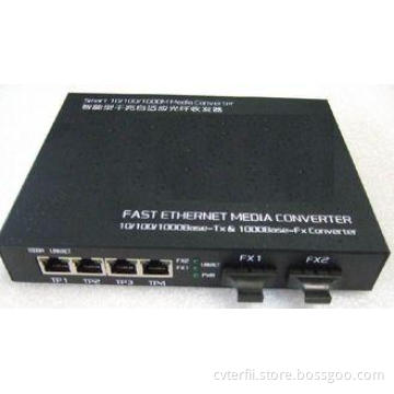 Low Power 4w 1000m TP Fiber Optic Switch Box 4 Port Support